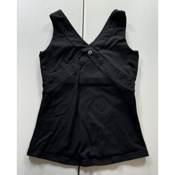 Lululemon Tank w/‎ Built in Bra Womens 4 Black Athletic Criss Cross Back Workout - Picture 4 of 6